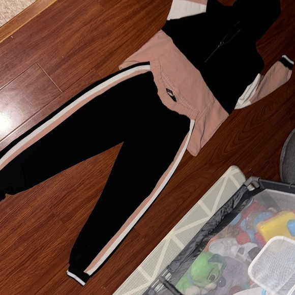 Zara track suit set 2 piece hoodie size S pants jogger size M pullon side stripe - Picture 2 of 15